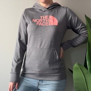 The North Face Gray and Pink Hoodie Kangaroo Pocket Long Sleeve Hood Outdoors M